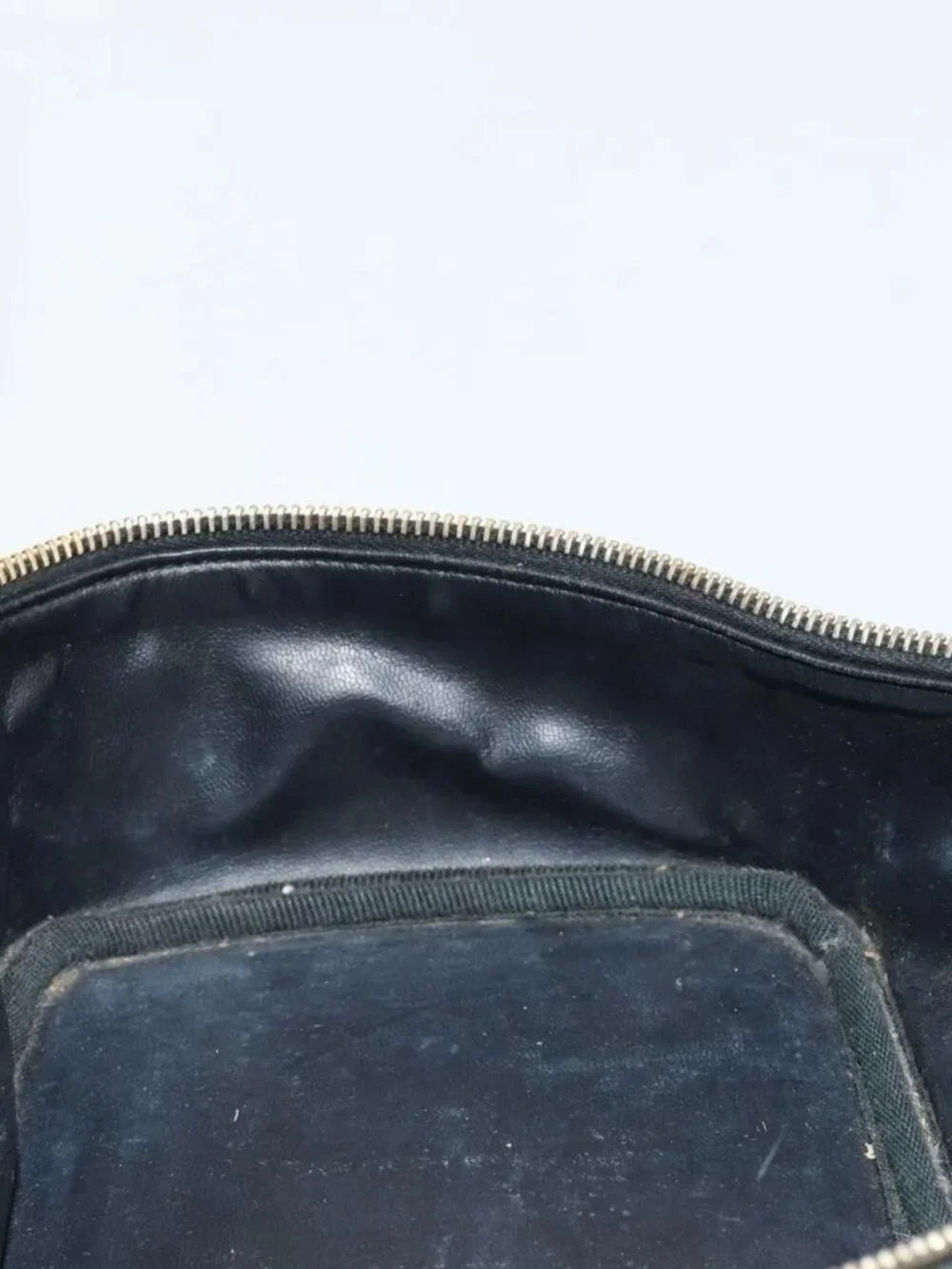 CHANEL Vanity Hand Bag Grained Calf Skin Black Gold CC Auth 176421